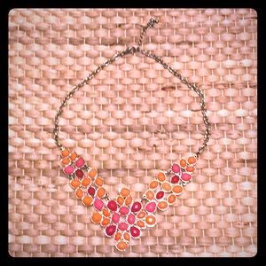 New: pink/orange gold toned statement necklace